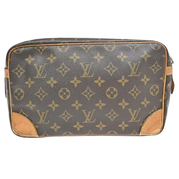 LOUIS VUITTON Compiegne 28 Clutch Bag Monogram Leather Brown GHW M51845 67FC090 - Picture 3 of 16
